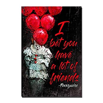 【中古】【輸入品・未使用】ITホットホラー映画シルク生地ポスターキャンバスアートプリント 24x36インチ [並行輸入品]