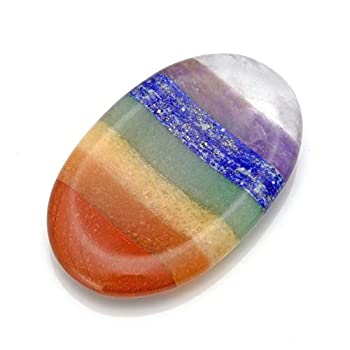 【中古】【輸入品・未使用】Jovivi 7チャクラパームストーン 天然宝石 彫刻 楕円形 親指ウォーリーストーン クリスタルセラピー ジオメトリ ホームデコレーション