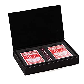 【中古】【輸入品・未使用】Bey-Berk スリークブラックゲームケース トランプ2組&ポーカーダイス5個