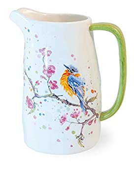 【中古】【インポート品・未当て嵌める】Boston International KAC20022 スプリングセラミックピッチャー 7.75 x 4.5in 鳥と桜