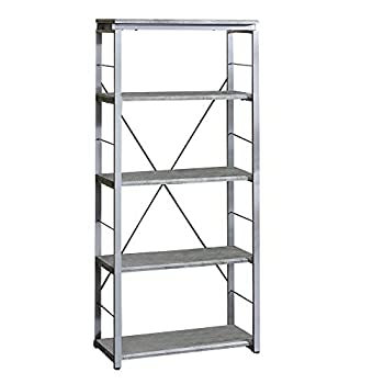 【中古】【輸入品・未使用】Benjara Industrial Bookshelf with 4 Shelves and Open Metal Frame%ｶﾝﾏ% Gray and Silver 141［並行輸入］｜ムジカ＆フェリーチェ店