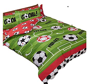 【中古】【輸入品・未使用】7760 サッカーボール柄 ダブル 布団カバー+枕カバー セット [並行輸入品]｜ムジカ＆フェリーチェ店