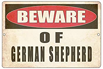 【中古】【輸入品・未使用】Rogue River Tactical Beware of German Shepherd Dog 金属ブリキ看板 庭 アウトドア 警告 フェンスサイン 大 12x8