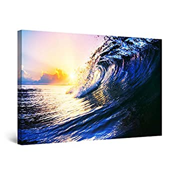 【中古】【輸入品・未使用】Startonight Canvas Wall Art Decor The Wave and Sun Beach Print for Bedroom 60 x 90 cm|ムジカ&フェリーチェ店