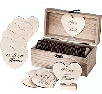 【中古】【輸入品・未使用】Jecor Alternative ゲストブックボックス ? ウェディングゲストブックの代替品 ? 62個の大きな木製ハート ? ベビーシャワー、ブライダルシャワー