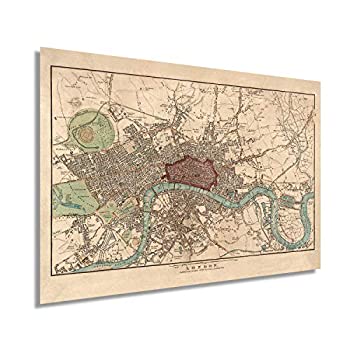 【中古】【輸入品・未使用】HISTORIX ヴィンテージ 1815 ロンドン イングランド マップポスター - 24x36インチ ビンテージマップ ロンドン壁アート - 歴史的なロンドン壁装