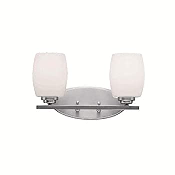 【中古】【輸入品・未使用】Kichler Lighting 5097NI Eileen 2-Light Bath Fixture%ｶﾝﾏ% Brushed Nickel with White-Etched Glass by Kichler Lighting [並行輸入品]