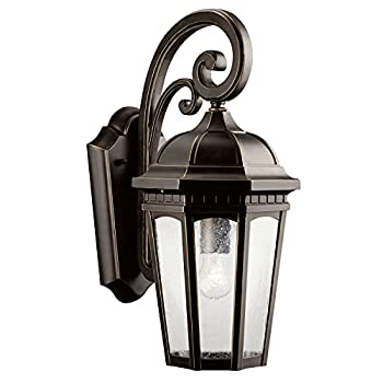 【中古】【輸入品・未使用】Kichler Lighting 9033RZ Courtyard 1-Light Incandescent Outdoor Wall Mount Lantern%ｶﾝﾏ% Rubbed Bronze with Clear Seedy Glass by Kichler
