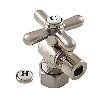 【中古】【輸入品・未使用】(Cross Handle) - Kingston Brass CC53308X Vintage 1.6cm X 1cm OD Compression Angle Stop with Cross Handle%ｶﾝﾏ% 5.4cm%ｶﾝﾏ% Satin Nickel｜ムジカ＆フェリーチェ店