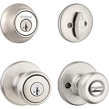 【中古】【輸入品・未使用】Kwikset 991 Juno Entry Knob and Single Cylinder Deadbolt Combo Pack featuring SmartKey in Satin Nickel by Kwikset