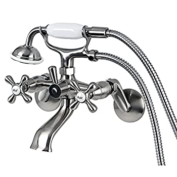 【中古】【輸入品・未使用】Kingston Brass KS266SN Victoria 3-Inch to 9-Inch Wall Mount Tub and Shower Faucet%ｶﾝﾏ% Satin Nickel by Kingston Brass