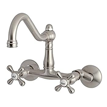 【中古】【輸入品・未使用】Kingston Brass KS3228AX Vintage Wall Mount Kitchen Faucet%ｶﾝﾏ% 8-1/2-Inch%ｶﾝﾏ% Satin Nickel by Kingston Brass