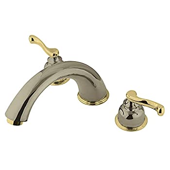 【中古】【インポート品・未当てはめる】(Satin Nickel /Polished Brass) - Kingston Brass KS8369FL Royale Roman Tub Filler French Scroll Handle%ｶﾝﾏ% Satin Nickel and Polished Br
