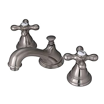 【中古】【インポート品・未当て嵌める】Kingston Brass KS5568AX ロイヤル広々とした洗面所水道の栓 メタルクロスハンドル付き添い人 無光沢Ｎｉ