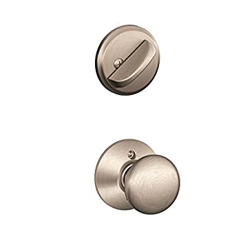 【中古】【インポート品・未当て嵌める】Schlage F59 PLY 619 プリマス 室内装飾ノッブ デッド雄捻子付き添い人 繻子Ｎｉ (室内装飾二分の一のみ)