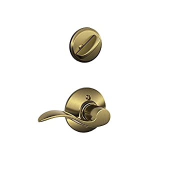 【中古】【輸入品・未使用】Schlage F59 ACC 609 RH アクセント インテリア 右利き レバー デッドボルト付き アンティーク真鍮 (インテリア半分のみ)|ムジカ&フェリーチェ店