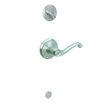 【中古】【輸入品・未使用】Schlage F59 FLA 619 LH フレア インテリア 左利き レバー デッドボルト付き サテンニッケル (内部半分のみ)