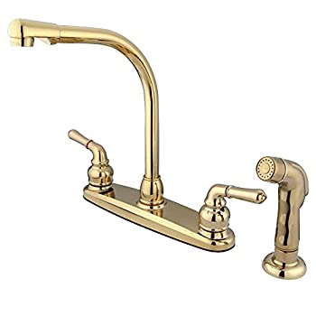 【中古】【輸入品・未使用】Kingston Brass KB752SP Magellan 8-Inch High Arch Kitchen Faucet with Sprayer%ｶﾝﾏ% Polished Brass 141［並行輸入］
