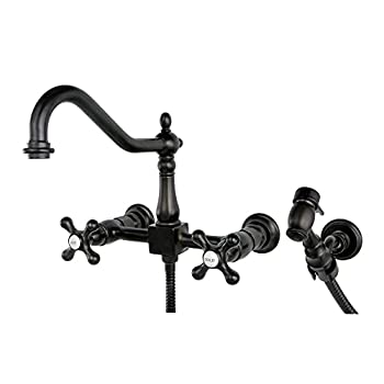 【中古】【輸入品・未使用】Kingston Brass KS1245AXBS Wall Mount Kitchen Faucet with Brass Sprayer%ｶﾝﾏ% Oil Rubbed Bronze by Kingston Brass