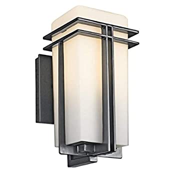 【中古】【インポート品・未当てはめる】Kichler Lighting 49200BK FL Tremillo 12-Inch Light Fluorescent Outdoor Wall Lantern%ｶﾝﾏ% Black with Satin-Etched Cased Opal Glass by Ki