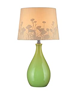 【中古】【輸入品・未使用】Lite Source LS-21489GRN テーブルランプ グリーンセラミック シルエットペーパーシェード