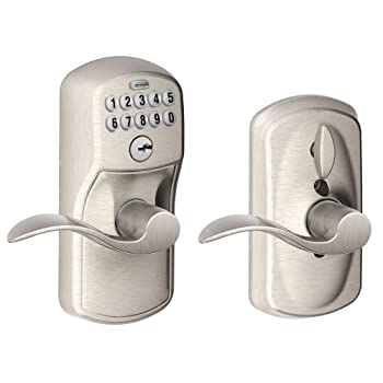 【中古】【輸入品・未使用】Schlage FE595 PLY 619 ACC Plymouth Keypad Entry with Flex-Lock and Accent Style Levers%ｶﾝﾏ% Satin Nickel Schlage Lock Company [並行輸入