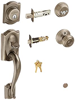 【中古】【輸入品・未使用】Schlage F62CAM620GEO Camelot Handleset Keyed 2-Sides with Georgian Knob%ｶﾝﾏ% Antique Pewter Schlage Lock Company [並行輸入品]