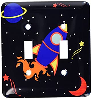 【中古】【輸入品・未使用】3dRose LLC lsp_12156_2 かわいいブルーボーイロケット 宇宙船、ダブルトグルスイッチ