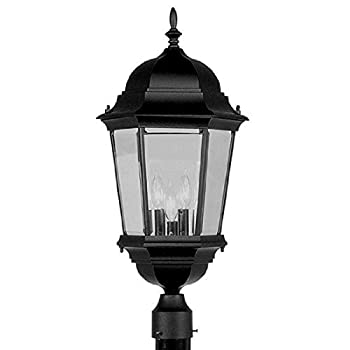【中古】【インポート品・未当て嵌める】Livex Lighting 7568-04 Hamilton 3 Light Black Cast Aluminum Outdoor Post Head Lantern with Clear Beveled Glass by Livex Lighting [並行