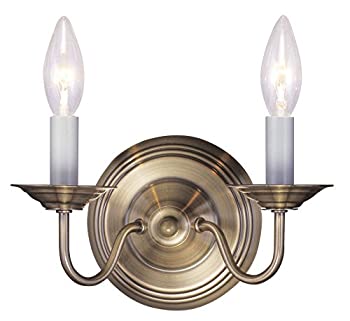 【中古】【輸入品・未使用】Livex Lighting 5018-01 Williamsburg 壁取り付け用燭台 アンティーク真鍮