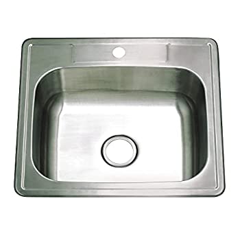 【中古】【輸入品・未使用】キングストン真鍮gkts252281?StudioセルフRimmingシングルボウルキッチンシンク、25-inch X 22インチx 8インチ、つや消しニッケル|ムジカ&フェリーチェ店