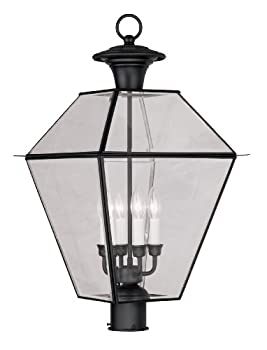 【中古】【インポート品・未当てはめる】Livex Lighting 2388-04 Westover 4ともし火 アウトドアポストヘッド 黒いこと