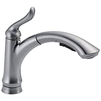 【中古】【輸入品・未使用】Delta Faucet 4353-AR-DST Linden Single Handle Water-Efficient Pull-Out Kitchen Faucet%ｶﾝﾏ% Arctic Stainless by DELTA FAUCET [並行輸入品
