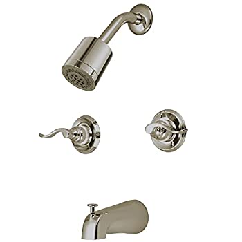 【中古】【輸入品・未使用】Kingston Brass KB8248NFL フレンチタブとシャワー蛇口 2つのNuwaveハンドル付き つや消しニッケル|ムジカ&フェリーチェ店