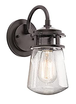 【中古】【輸入品・未使用】Kichler Lighting 49444AZ Lyndon 1-Light 11-Inch Outdoor Wall Lantern%ｶﾝﾏ% Architectural Bronze Finish with Clear Seedy Glass by Kichler