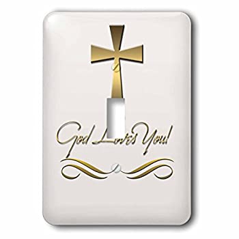 【中古】【輸入品・未使用】3drose LLC lsp 99112?_ 1?God Loves You inゴールド色with a Gold Colored Cross on a Creme背景Single切り替えスイッチ