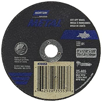 【中古】【インポート品・未当て嵌める】Norton カットオフ車輪 3in X 1/16in X 3/8in - 金属元素切り立てる(25/ボックス席)