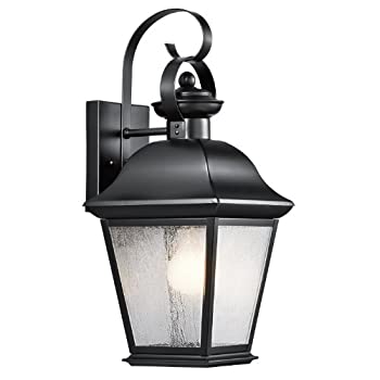 【中古】【輸入品・未使用】9708BK Mount Vernon 1-Light 17-Inch Outdoor Wall Lantern%ｶﾝﾏ% Black Finish with Clear Seedy Glass by Kichler Lighting [並行輸入品]