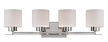 【中古】【輸入品・未使用】Nuvo Lighting 60/5204 Parallel Four Light Vanity 100 Watt A19 Max. CUL Damp Location Etched Opal Glass Polished Nickel Fixture by Nuvo