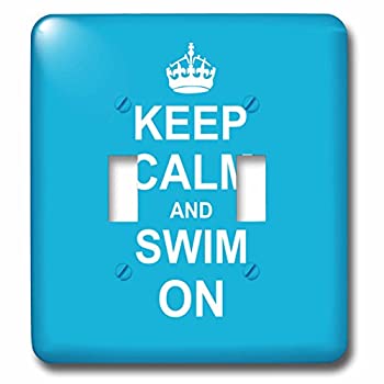 【中古】【輸入品・未使用】3drose LSP _ 157778?_ 2?Keep Calm and Swim On Blue Carry on Swimming趣味やPro Swimmerギフトプール楽しい面白いユーモアライトスイッチカバ|ムジカ&フェリーチェ店