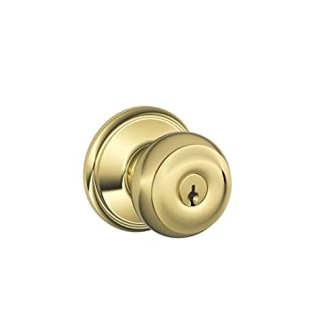 【中古】【輸入品・未使用】Schlage f51?a Geo 605?Georgian Keyedエントリノブ、明るい真鍮｜ムジカ＆フェリーチェ店