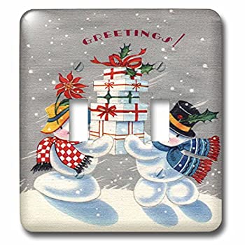 【中古】【輸入品・未使用】3drose LSP 172822?_ 2漫画雪だるまとSnowwoman Holding Christmas Presentsで雪のライトスイッチカバー｜ムジカ＆フェリーチェ店
