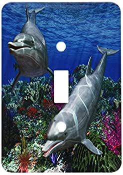 【中古】【輸入品・未使用】3drose LSP _ 181785?_ 1?2つCute Dolphins Swim in the Ocean A海底シーンライトスイッチカバー