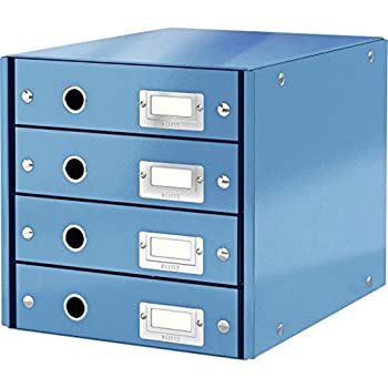 【中古】【輸入品・未使用】Leitz Wow クリックアンドストア 4段引き出しキャビネット メタリックブルー