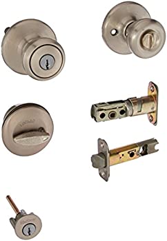 【中古】【輸入品・未使用】Kwikset 690T 15 K6 CP Tylo Entry Knob and Single Cylinder Deadbolt Combo Pack%ｶﾝﾏ% Satin Nickel by Kwikset