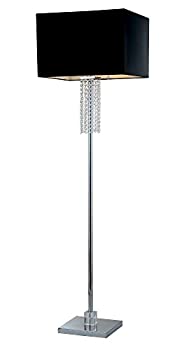 【中古】【インポート品・未当て嵌める】Artiva USA?Adelyn まっ四角モダンクリスタルフロアランプ 160h クローム/黒いこと a501101