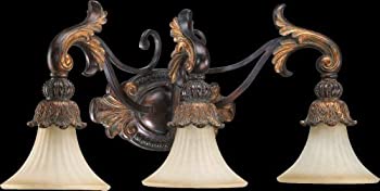 【中古】【インポート品・未当て嵌める】Quorum 5230-3-88 Madeleine - Three Light Bath Vanity%ｶﾝﾏ% Corsican Gold Finish with Antique Amber Scavo Glass by Quorum Lighting [並行