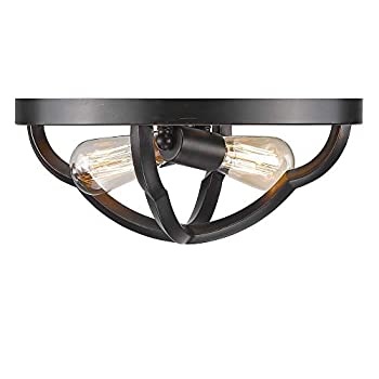 【中古】【輸入品・未使用】Golden Lighting 5926-FM ABZ Saxon フラッシュマウント エイジドブロンズ|ムジカ&フェリーチェ店
