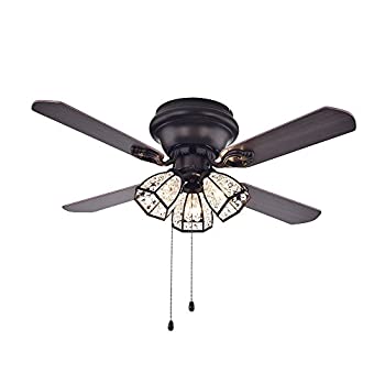 【中古】【輸入品・未使用】Warehouse of Tiffany cfl-8173ab tarudorダークウッドアンティークブロンズクリスタルファン｜ムジカ＆フェリーチェ店