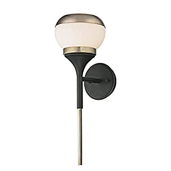 【中古】【インポート品・未当て嵌める】Troy点火装置b5861?Alchemy LED壁据え置き用キャンドルスティック三鞭酒しろがね色leaf-opalホワイトガラスシェード、ヴィンテージブロンズ
